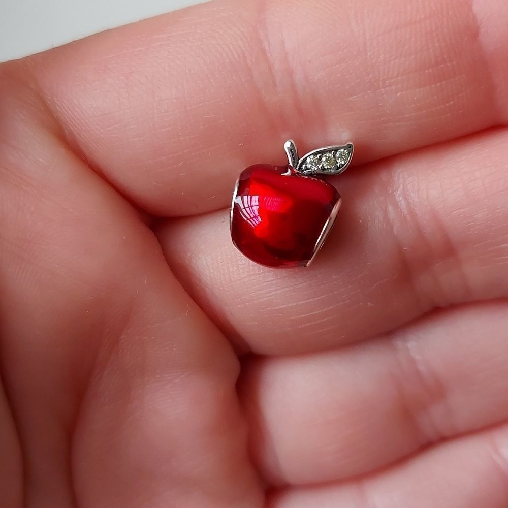 925 Sterling Silver Apple Charm - Picture 2 of 7
